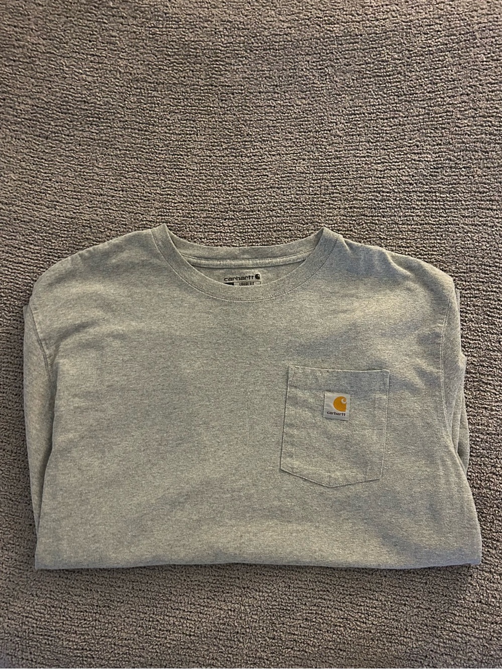 Carhartt Gray Long Sleeve Pocket Tee with Gold Logo